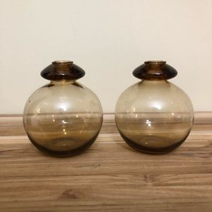 Vintage round amber vases